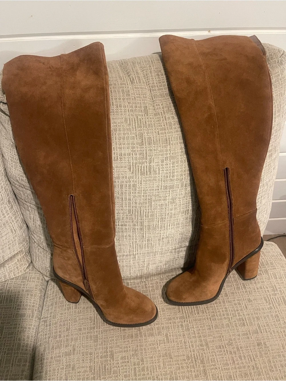 Gianni Bini Brown Over the Knee Suede Block Heel Boots Size 7.5